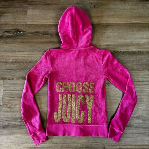 Juicy Couture Women's XS Magenta Pink Velour Jogger & Hoodie Track Suit Y2K - Picture 2 of 15